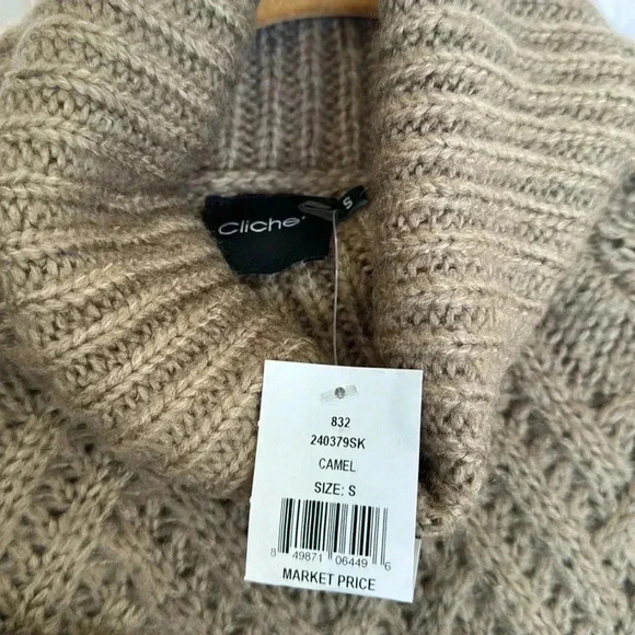 New Cliche women’s chevron turtleneck sweater Camel size Small - Picture 4 of 6